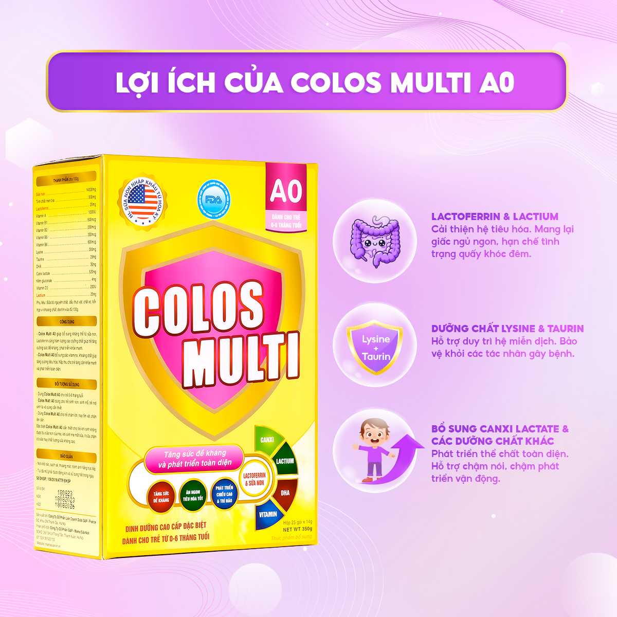 Sữa non Colos Multi A0 dành cho trẻ sơ sinh 0-6 tháng tuổi