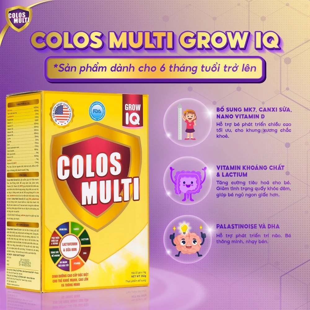 Sữa non Colos Multi Grow IQ dành cho trẻ trên 6 tháng tuổi