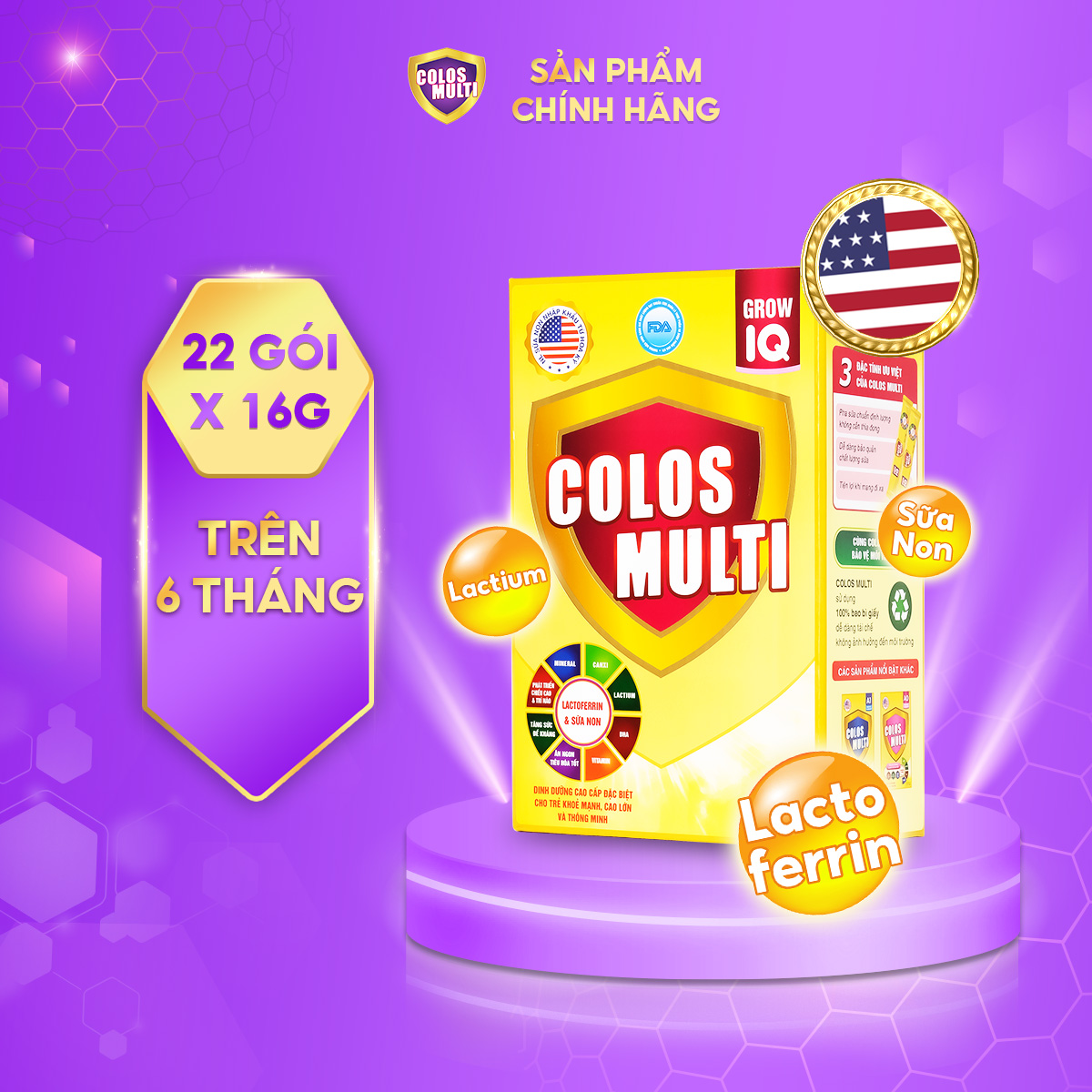 Sữa non Colos Multi Grow IQ dành cho trẻ trên 6 tháng tuổi