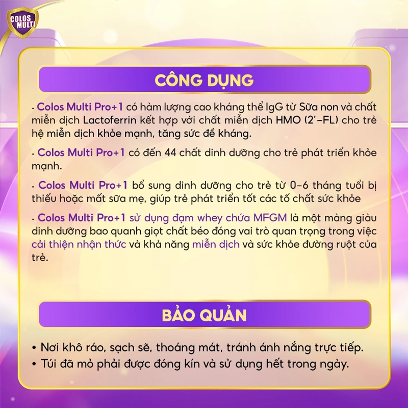 Công dụng của sữa Colos Multi Pro+1 Mini